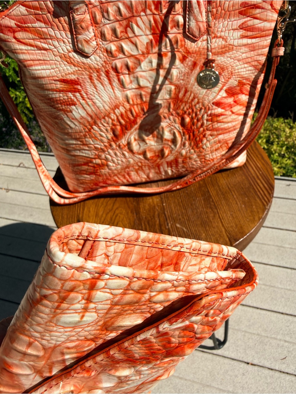 Brahmin Flamingo Large Duxbury Satchel & Veronica Set - Picture 8 of 16